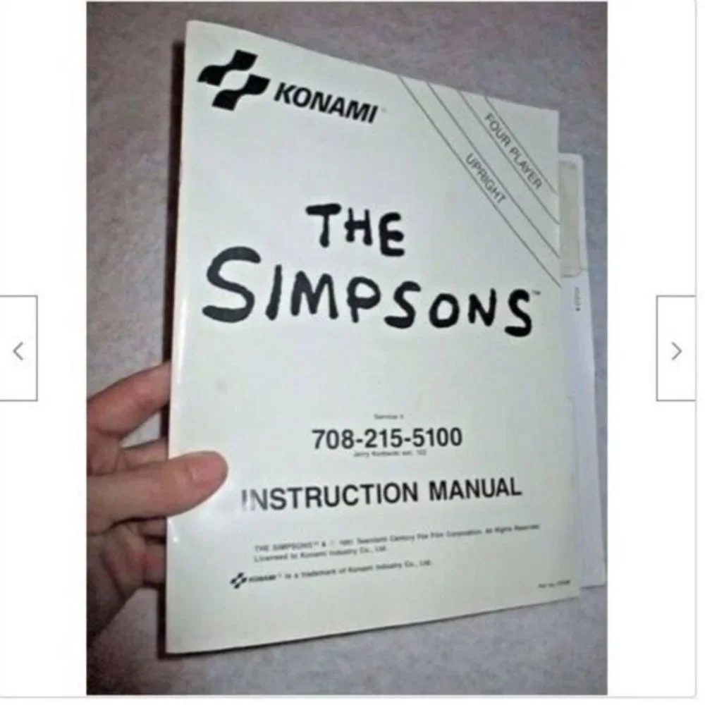 Vintage Simpson ARCADE Game Instruction Manual Booklet 1991 Limited Edition